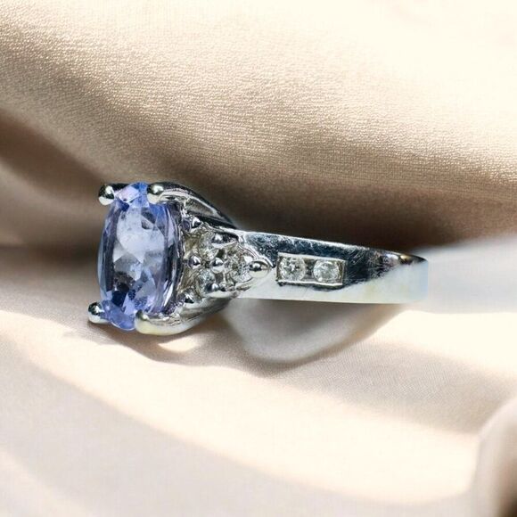 14k Gold -Natural Tanzanite Diamond Ring -Size 4.25- 1 Carat T.W. Oval Cut -3g - Picture 15 of 16